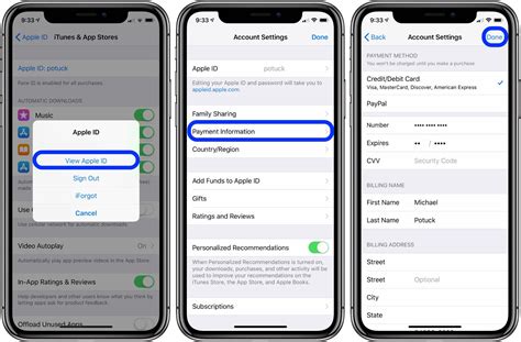 how to update payment information on iphone